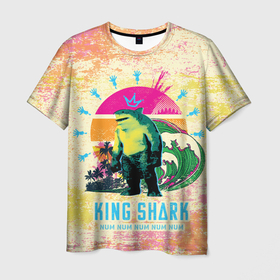 Мужская футболка 3D с принтом King Shark в Петрозаводске, 100% полиэфир | прямой крой, круглый вырез горловины, длина до линии бедер | king shark | nanaue | suicide squad | the suicide squad | vdzabma | кинг шарк | король акул | король акула | нэнуэ