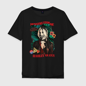 Мужская футболка хлопок Oversize с принтом Monstruitos De Harley Quinn в Новосибирске, 100% хлопок | свободный крой, круглый ворот, “спинка” длиннее передней части | harley quinn | suicide squad | the suicide squad | vdzabma | харли квинн | харли куинн