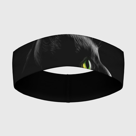 Повязка на голову 3D с принтом Черный кот в Кировске,  |  | взгляд | глаза | киса | киска | кот | котик | котяра | профиль | пушистый | усы
