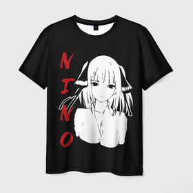 Мужская футболка 3D с принтом NINO SF 3D , 100% полиэфир | прямой крой, круглый вырез горловины, длина до линии бедер | бело красный | глаза | лицо | нино | смотрит