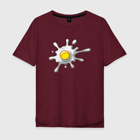 Мужская футболка хлопок Oversize с принтом яичница глазунья в Санкт-Петербурге, 100% хлопок | свободный крой, круглый ворот, “спинка” длиннее передней части | глазунья | еда | желток | завтрак | яичница