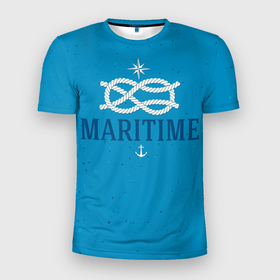 Мужская футболка 3D спортивная с принтом Морской ВМФ в Курске, 100% полиэстер с улучшенными характеристиками | приталенный силуэт, круглая горловина, широкие плечи, сужается к линии бедра | веревка | вмф | волна | море | морской | моряк | океан | профессия | узел | якорь