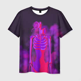 Мужская футболка 3D с принтом СИРЕНОГОЛОВЫЙ НЕОН в Белгороде, 100% полиэфир | прямой крой, круглый вырез горловины, длина до линии бедер | neon | siren head | игра | монстр | неон | сиреноголовый | существо | хоррор