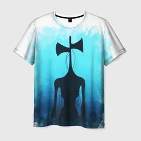 Мужская футболка 3D с принтом СИРЕНОГОЛОВЫЙ КРАСКА в Белгороде, 100% полиэфир | прямой крой, круглый вырез горловины, длина до линии бедер | siren head | игра | монстр | сиреноголовый | существо | хоррор