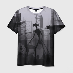 Мужская футболка 3D с принтом СИРЕНОГОЛОВЫЙ В ЦЕПЯХ в Белгороде, 100% полиэфир | прямой крой, круглый вырез горловины, длина до линии бедер | siren head | игра | монстр | сиреноголовый | существо | хоррор