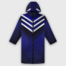 Дождевик унисекс 3D с принтом Sport blue style в городе Новоалтайск,  |  | blue | grid | honeycombs | lines | sport style | белые линий | сетка | синий | соты