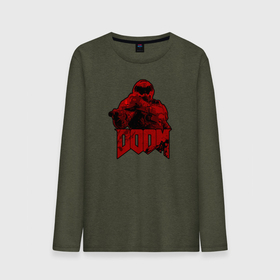 Мужской лонгслив хлопок с принтом DOOM (RED) в Тюмени, 100% хлопок |  | doom | doom eternal | doom monster | eternal | дум | дуум