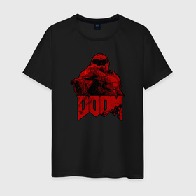 Мужская футболка хлопок с принтом DOOM (RED) в Курске, 100% хлопок | прямой крой, круглый вырез горловины, длина до линии бедер, слегка спущенное плечо. | doom | doom eternal | doom monster | eternal | дум | дуум