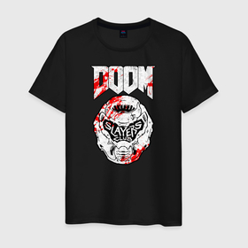 Мужская футболка хлопок с принтом DOOM (SLAYERS) в Курске, 100% хлопок | прямой крой, круглый вырез горловины, длина до линии бедер, слегка спущенное плечо. | doom | doom eternal | doom monster | eternal | дум | дуум