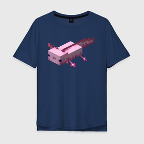 Мужская футболка хлопок Oversize с принтом Аксолотль | Axolotl , 100% хлопок | свободный крой, круглый ворот, “спинка” длиннее передней части | minecraft | аксолотль | морское животное | розовый | рыба