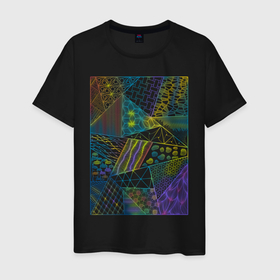 Мужская футболка хлопок с принтом Медитативная абстракция в Белгороде, 100% хлопок | прямой крой, круглый вырез горловины, длина до линии бедер, слегка спущенное плечо. | абстракция | геометрия | графика | разноцветный | узоры | цветной
