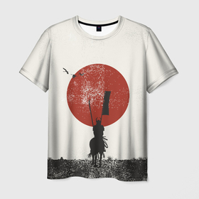 Мужская футболка 3D с принтом Самурай на коне в Белгороде, 100% полиэфир | прямой крой, круглый вырез горловины, длина до линии бедер | samurai | буси | воин | конь | самурай | философия | япония