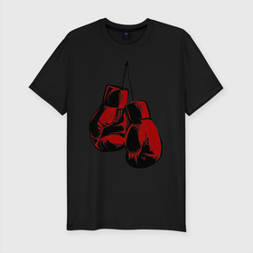 Мужская футболка хлопок Slim с принтом Боксерские перчатки в Новосибирске, 92% хлопок, 8% лайкра | приталенный силуэт, круглый вырез ворота, длина до линии бедра, короткий рукав | boxing | gloves | боевые искусства | бокс | день бокса | спорт