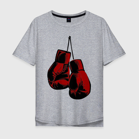 Мужская футболка хлопок Oversize с принтом Боксерские перчатки в Новосибирске, 100% хлопок | свободный крой, круглый ворот, “спинка” длиннее передней части | boxing | gloves | боевые искусства | бокс | день бокса | спорт