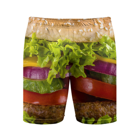 Мужские шорты спортивные с принтом Бургер ,  |  | биг мак | бигмак | бургер | мясо | салат | чизбургер