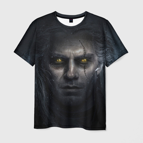 Мужская футболка 3D с принтом THE WITCHER ГЕРАЛЬТ  GERALT в Белгороде, 100% полиэфир | прямой крой, круглый вырез горловины, длина до линии бедер | the witcher | ведьмак | геральт | зе витчер | игра | компьютерная игра