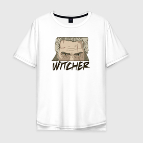 Мужская футболка хлопок Oversize с принтом Ведьмак в Новосибирске, 100% хлопок | свободный крой, круглый ворот, “спинка” длиннее передней части | the witcher | ведьмак | гвинт | геральт | игры