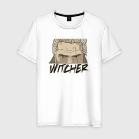 Мужская футболка хлопок с принтом Ведьмак в Петрозаводске, 100% хлопок | прямой крой, круглый вырез горловины, длина до линии бедер, слегка спущенное плечо. | the witcher | ведьмак | гвинт | геральт | игры