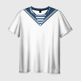 Мужская футболка 3D с принтом Матроска парадная ВМФ , 100% полиэфир | прямой крой, круглый вырез горловины, длина до линии бедер | Тематика изображения на принте: вмф | военная форма | день флота | матроска