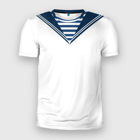 Мужская футболка 3D спортивная с принтом Матроска парадная ВМФ в Курске, 100% полиэстер с улучшенными характеристиками | приталенный силуэт, круглая горловина, широкие плечи, сужается к линии бедра | вмф | военная форма | день флота | матроска