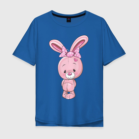 Мужская футболка хлопок Oversize с принтом Плюшевый зайка в Курске, 100% хлопок | свободный крой, круглый ворот, “спинка” длиннее передней части | бант | бантик | животное | зайка | зайчик | заяц | зверь | кролик | сердечко | сердце | уши