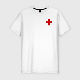 Мужская футболка хлопок Slim с принтом Hospital (Classic) в Курске, 92% хлопок, 8% лайкра | приталенный силуэт, круглый вырез ворота, длина до линии бедра, короткий рукав | hospital | больница | врач | госпиталь | доктор | крест | медицина