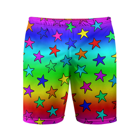 Мужские шорты спортивные с принтом Радужные звезды ,  |  | baby | children | girl | gradient | kids | neon | rainbow | space | stars | градиент | девчачие | девчачье | детские | детский рисунок | звездочки | звезды | космос | красочные | малышам | неоновые | ночные | радуга | разноцветные