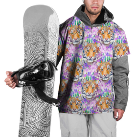 Накидка на куртку 3D с принтом Тигр в цветах в Екатеринбурге, 100% полиэстер |  | Тематика изображения на принте: абстракция | крупная кошка | паттерн | текстуры | тигр | тигры | узоры