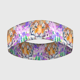 Повязка на голову 3D с принтом Тигр в цветах ,  |  | абстракция | крупная кошка | паттерн | текстуры | тигр | тигры | узоры
