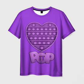 Мужская футболка 3D с принтом POP it / ПОП ит СЕРДЦЕ в Тюмени, 100% полиэфир | прямой крой, круглый вырез горловины, длина до линии бедер | pop it | антистресс | игрушка | поп ит | пузырчатая плёнка | пупырка | сердечко | сердце