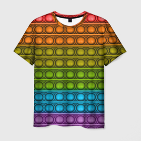 Мужская футболка 3D с принтом ИГРУШКА POP it в Тюмени, 100% полиэфир | прямой крой, круглый вырез горловины, длина до линии бедер | pop it | антистресс | игрушка | поп ит | пузырчатая плёнка | пупырка