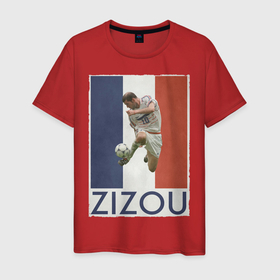 Мужская футболка хлопок с принтом Зинедин Зидан в Тюмени, 100% хлопок | прямой крой, круглый вырез горловины, длина до линии бедер, слегка спущенное плечо. | zidane | зидан | зинедин | зинедин зидан | мадрид | реал | сборная франции | футбол | футболист