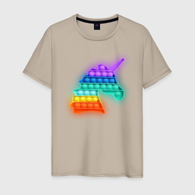 Мужская футболка хлопок с принтом POP IT Единорог в Петрозаводске, 100% хлопок | прямой крой, круглый вырез горловины, длина до линии бедер, слегка спущенное плечо. | it | minecraft | pop | unicorn | детская | детский | единорог | майнкрафт | пиксели | цветной