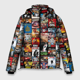 Мужская зимняя куртка 3D с принтом Rockstar Games Posters pattern в Петрозаводске, верх — 100% полиэстер; подкладка — 100% полиэстер; утеплитель — 100% полиэстер | длина ниже бедра, свободный силуэт Оверсайз. Есть воротник-стойка, отстегивающийся капюшон и ветрозащитная планка. 

Боковые карманы с листочкой на кнопках и внутренний карман на молнии. | bully | grand theft auto | gta | manhunt | max payne | midnight club | rdr | red dead redemption | rockstar | smugglers run | vice city | артур морган | балли | булли | вайс сити | гта | макс пейн | манхант | миднайт клаб | постер | рдр | рокстар | смаггл