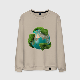 Мужской свитшот хлопок с принтом Чистая планета в Санкт-Петербурге, 100% хлопок |  | зеленая планета | переработка | планета | сортировка | сортировка мусора | стрелочки | чистая планета | экология