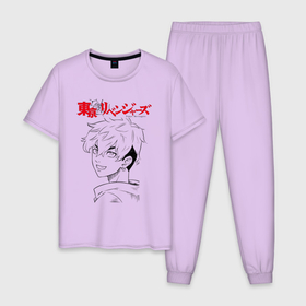Мужская пижама хлопок с принтом Тифую Мацуно | Токийские мстители (Z) в Курске, 100% хлопок | брюки и футболка прямого кроя, без карманов, на брюках мягкая резинка на поясе и по низу штанин
 | anime | tokyo revengers | аниме | анимэ | тифую мацуно | токийские мстители | хинаты