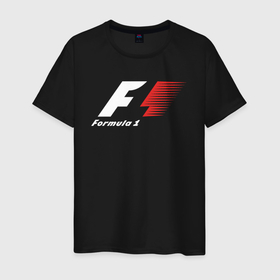 Мужская футболка хлопок с принтом Formula 1 в Санкт-Петербурге, 100% хлопок | прямой крой, круглый вырез горловины, длина до линии бедер, слегка спущенное плечо. | f1 | formula 1 | racing | болиды | гонки | логотип | старый логотип | формула 1