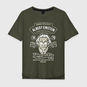 Мужская футболка хлопок Oversize с принтом Альберт Эйнштейн в Екатеринбурге, 100% хлопок | свободный крой, круглый ворот, “спинка” длиннее передней части | einstein | альберт эйнштейн | ученый | физик | эйнштейн