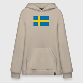 Худи SuperOversize хлопок с принтом Швеция | Флаг Швеции в Курске, 70% хлопок, 30% полиэстер, мягкий начес внутри | карман-кенгуру, эластичная резинка на манжетах и по нижней кромке, двухслойный капюшон
 | герб | желтый | знак | линии | прямоугольник | символика | синий | флаг | швеции | швеция