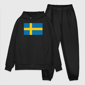Мужской костюм хлопок OVERSIZE с принтом Швеция | Флаг Швеции в Санкт-Петербурге,  |  | герб | желтый | знак | линии | прямоугольник | символика | синий | флаг | швеции | швеция