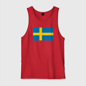 Мужская майка хлопок с принтом Швеция | Флаг Швеции в Белгороде, 100% хлопок |  | герб | желтый | знак | линии | прямоугольник | символика | синий | флаг | швеции | швеция