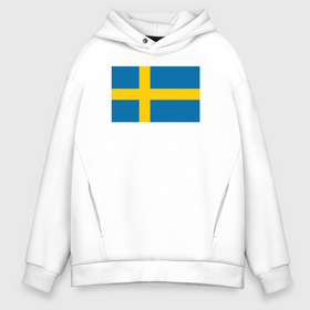 Мужское худи Oversize хлопок с принтом Швеция | Флаг Швеции в Тюмени, френч-терри — 70% хлопок, 30% полиэстер. Мягкий теплый начес внутри —100% хлопок | боковые карманы, эластичные манжеты и нижняя кромка, капюшон на магнитной кнопке | герб | желтый | знак | линии | прямоугольник | символика | синий | флаг | швеции | швеция