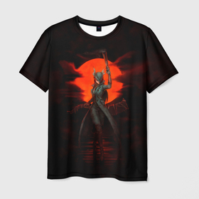 Мужская футболка 3D с принтом Blood moon в Тюмени, 100% полиэфир | прямой крой, круглый вырез горловины, длина до линии бедер | bloodborne | game | games | stranger | бладборн | игра | игры | соулс | странник