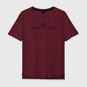 Мужская футболка хлопок Oversize с принтом New World в Курске, 100% хлопок | свободный крой, круглый ворот, “спинка” длиннее передней части | amazon | mmorpg | new world