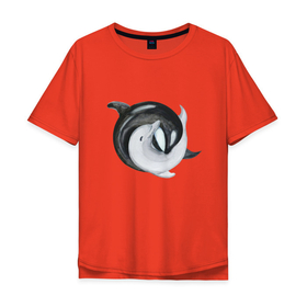 Мужская футболка хлопок Oversize с принтом Инь Янь в Екатеринбурге, 100% хлопок | свободный крой, круглый ворот, “спинка” длиннее передней части | гармония | дельфины | инь и янь | любовь | слияние