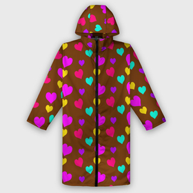 Дождевик унисекс 3D с принтом сердечки разноцветные в Рязани,  |  | hearts | love | бирюзовый | влюбленый | желтый | коричневый | любовь | разноцветные | розовый | сердечко | сердце | шоколад