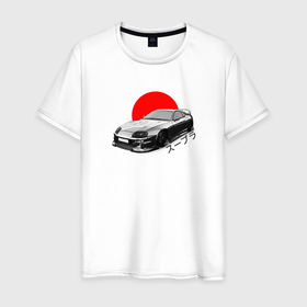 Мужская футболка хлопок с принтом JDM Toyota Supra в Курске, 100% хлопок | прямой крой, круглый вырез горловины, длина до линии бедер, слегка спущенное плечо. | drift | japan | jdm | supra | tokio | toyota | дрифт | ждм | машина | супра | тойота | токио | япония