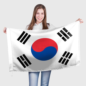 Флаг 3D с принтом Корея | Корейский флаг в Курске, 100% полиэстер | плотность ткани — 95 г/м2, размер — 67 х 109 см. Принт наносится с одной стороны | буква | герб | знак | иероглифы | корейский | корейский флаг | корея | символ | символы | флаг | флаг кореи | эмблема | эмблемма