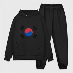 Мужской костюм хлопок OVERSIZE с принтом Корея | Корейский флаг ,  |  | буква | герб | знак | иероглифы | корейский | корейский флаг | корея | символ | символы | флаг | флаг кореи | эмблема | эмблемма