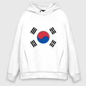 Мужское худи Oversize хлопок с принтом Корея | Корейский флаг в Курске, френч-терри — 70% хлопок, 30% полиэстер. Мягкий теплый начес внутри —100% хлопок | боковые карманы, эластичные манжеты и нижняя кромка, капюшон на магнитной кнопке | буква | герб | знак | иероглифы | корейский | корейский флаг | корея | символ | символы | флаг | флаг кореи | эмблема | эмблемма